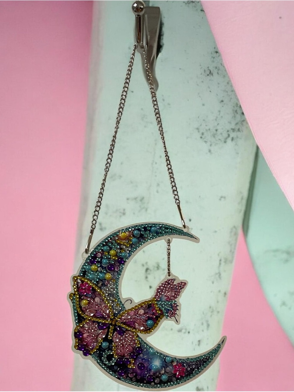 Butterfly Crescent Moon Wall Art Hanging - Diamond Art Sealed - Picture 2 of 2